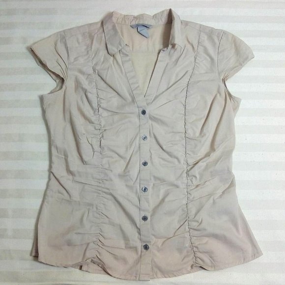 H&M Button-up Short-sleeved Collared Top - Picture 4 of 8